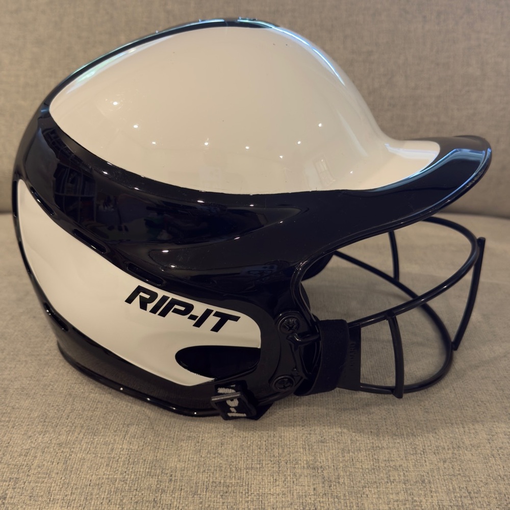 RIP-IT Black and White Kids Softball Helmet